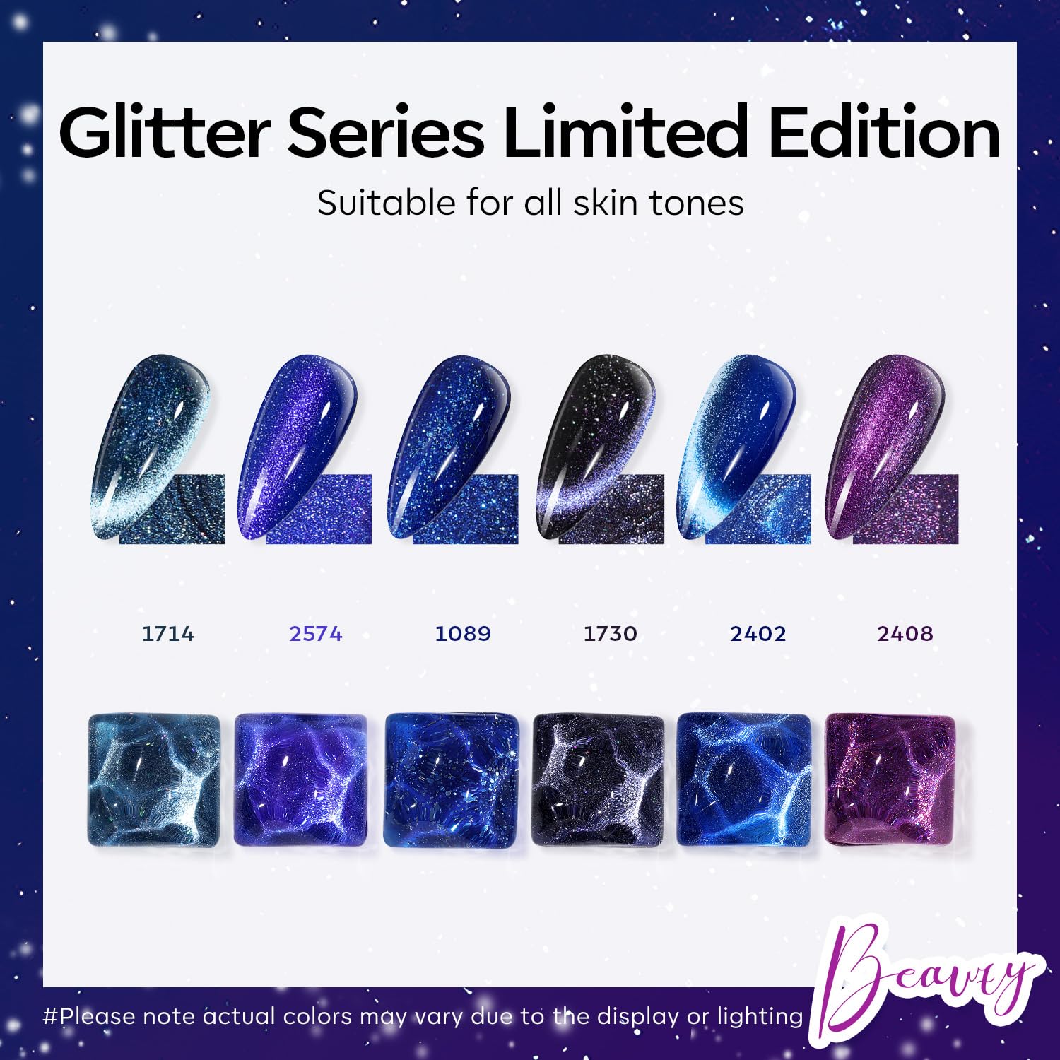 Modelones cat-eye glitter purple 7ml bottle for bold manicure