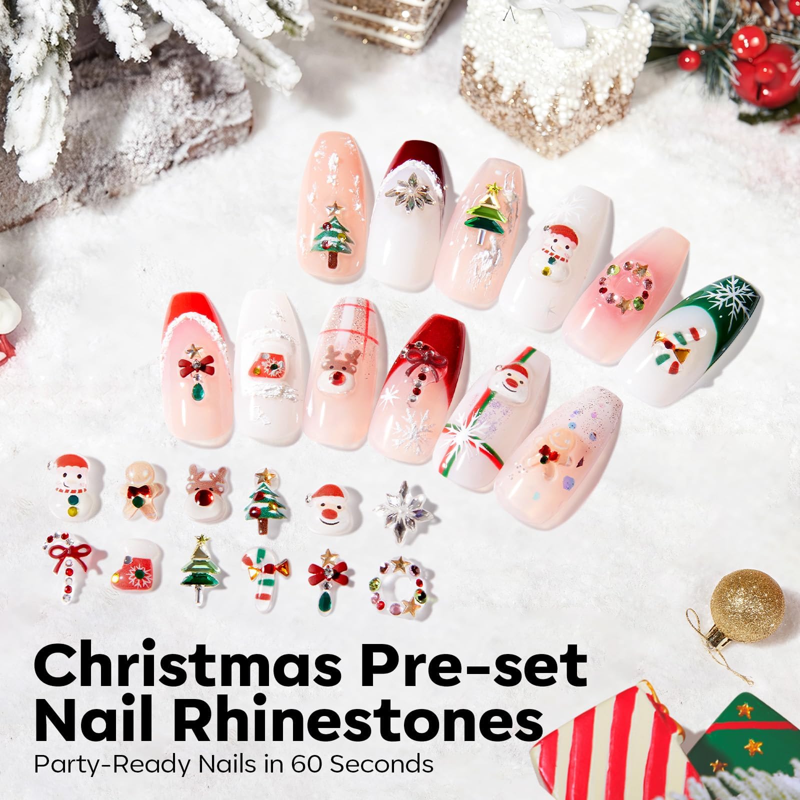 Modelones reindeer charm adds holiday sparkle to nails.