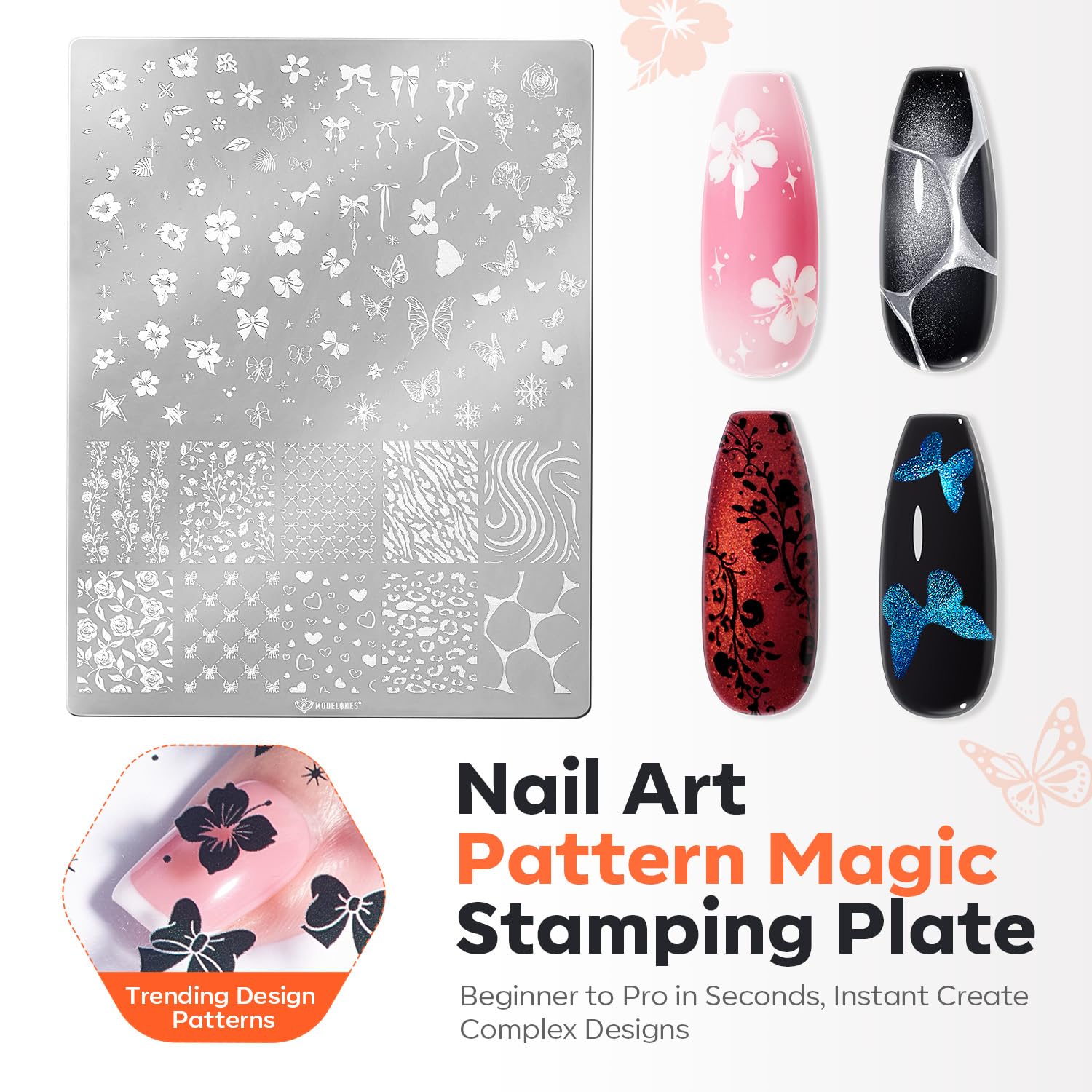 Modelones chrome powder palette adds shimmering finish to designs.