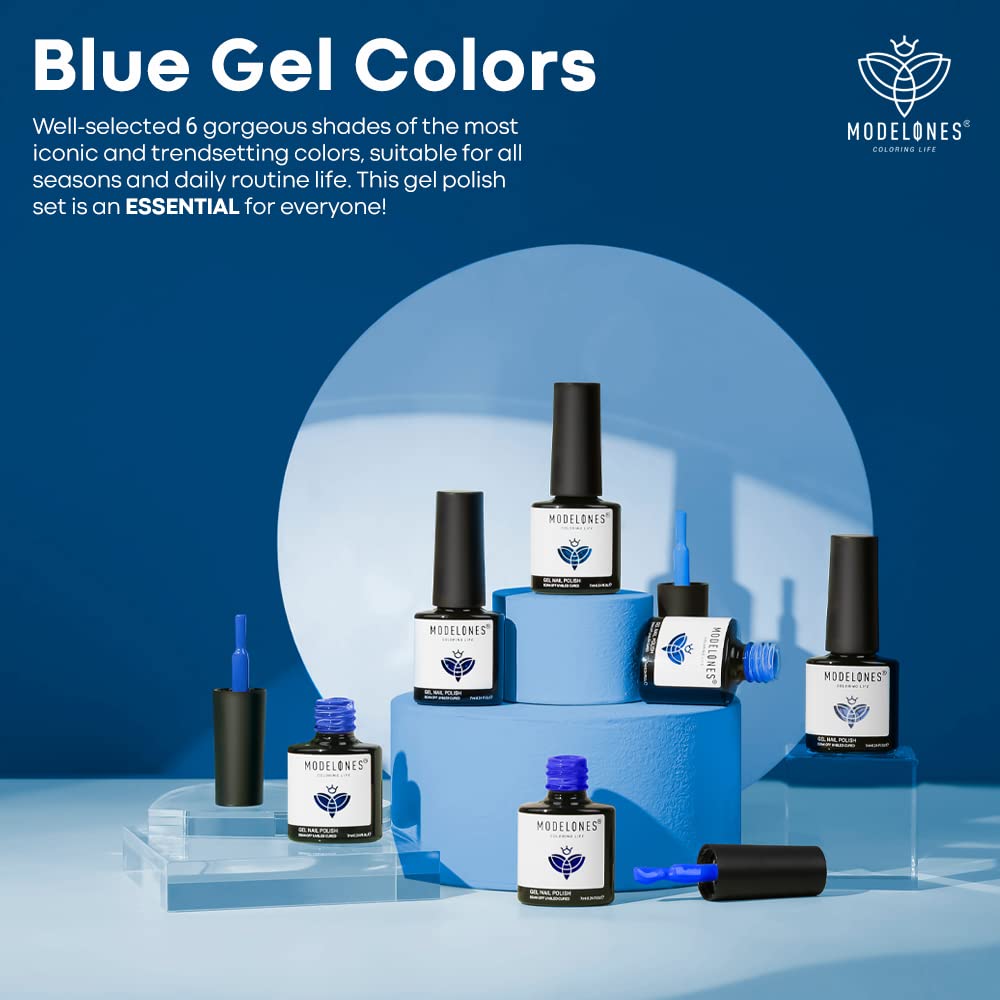 modelones color-changing blue gel polish bottle close-up shows temperature-reactive shade shift
