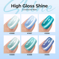Modelones color swatches show icy blue-green shades for creative nails