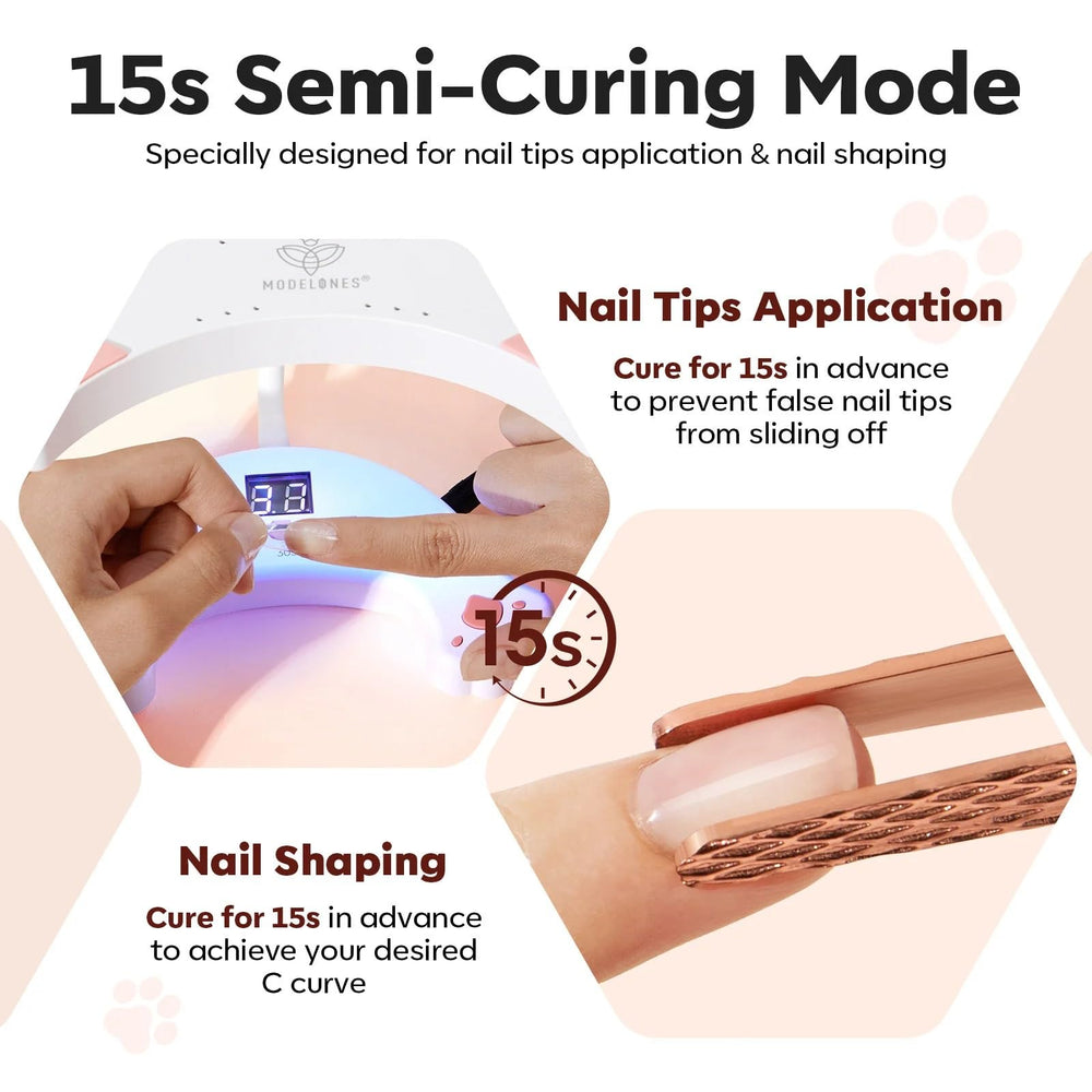 Modelones compact design nail light for easy storage and at-home sessions.