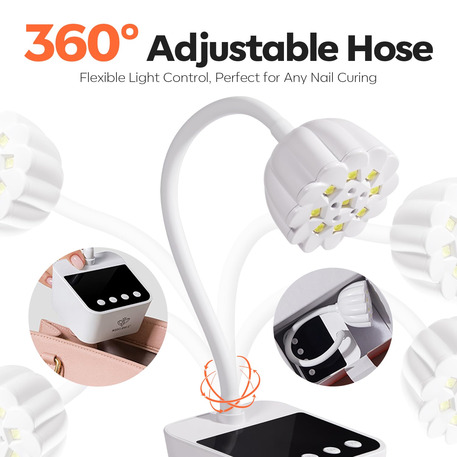 Modelones cordless nail lamp in use with hand under lamp