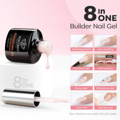Modelones cover nude builder gel bottle — apex-building thickening for strong natural-looking nails.