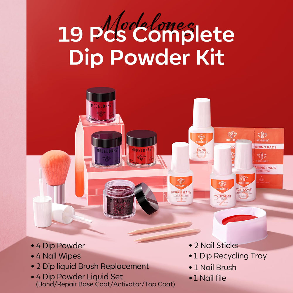 Modelones dip liquid set with bond and coats for durable DIY nails