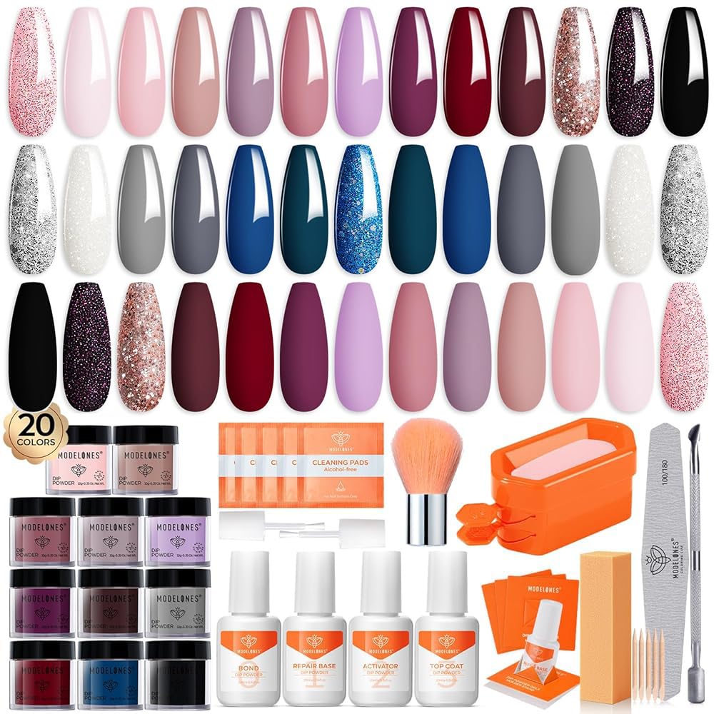 Modelones dip powder 20 colors swatches for versatile at home nail styling