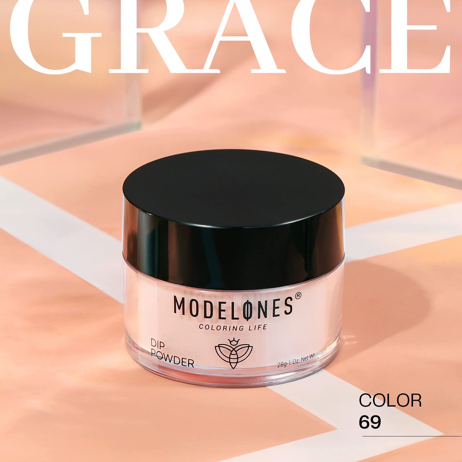 Modelones calcium fortified formula close-up indicates strengthened nails during wear