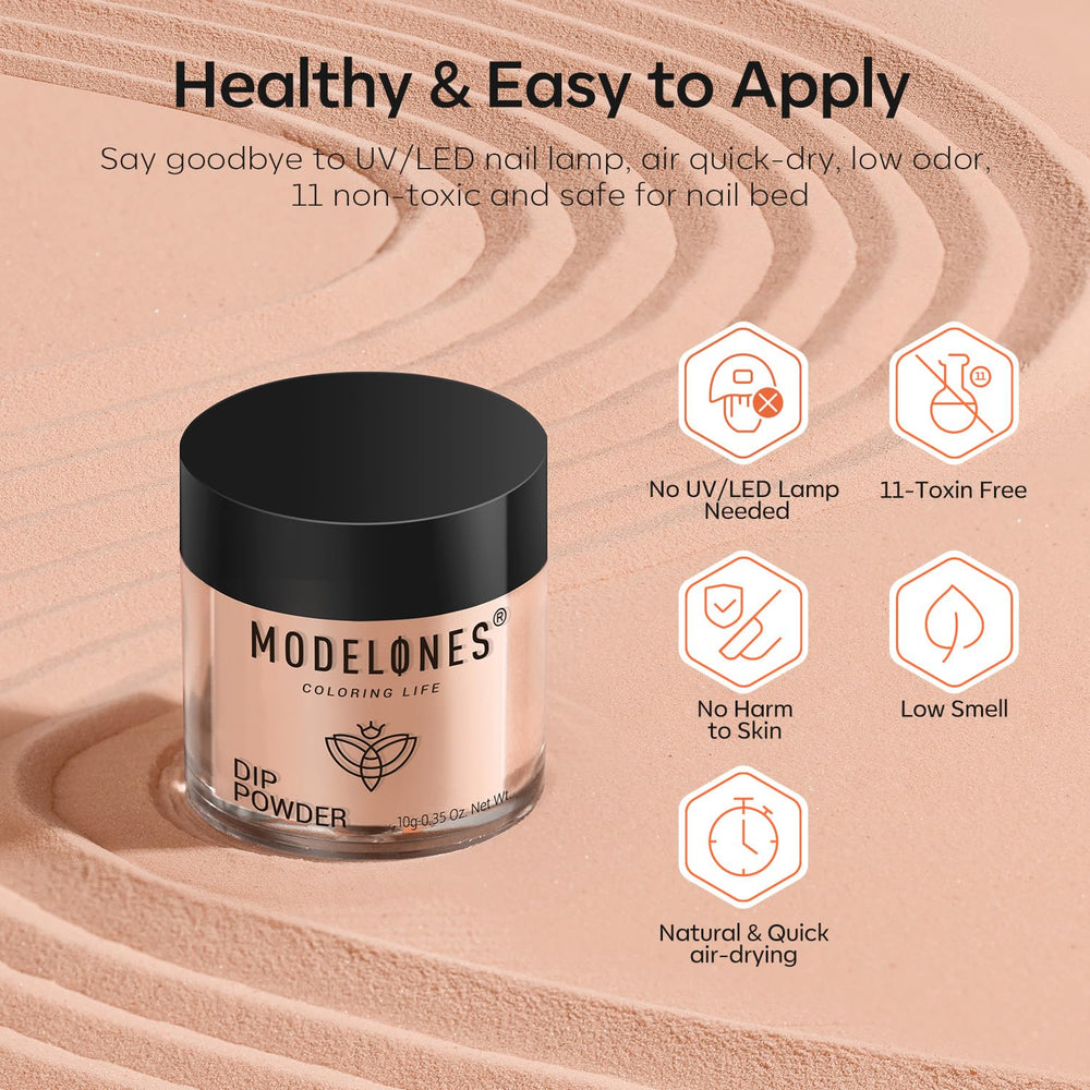 Modelones gel-like finish without lamp delivers smooth shine.