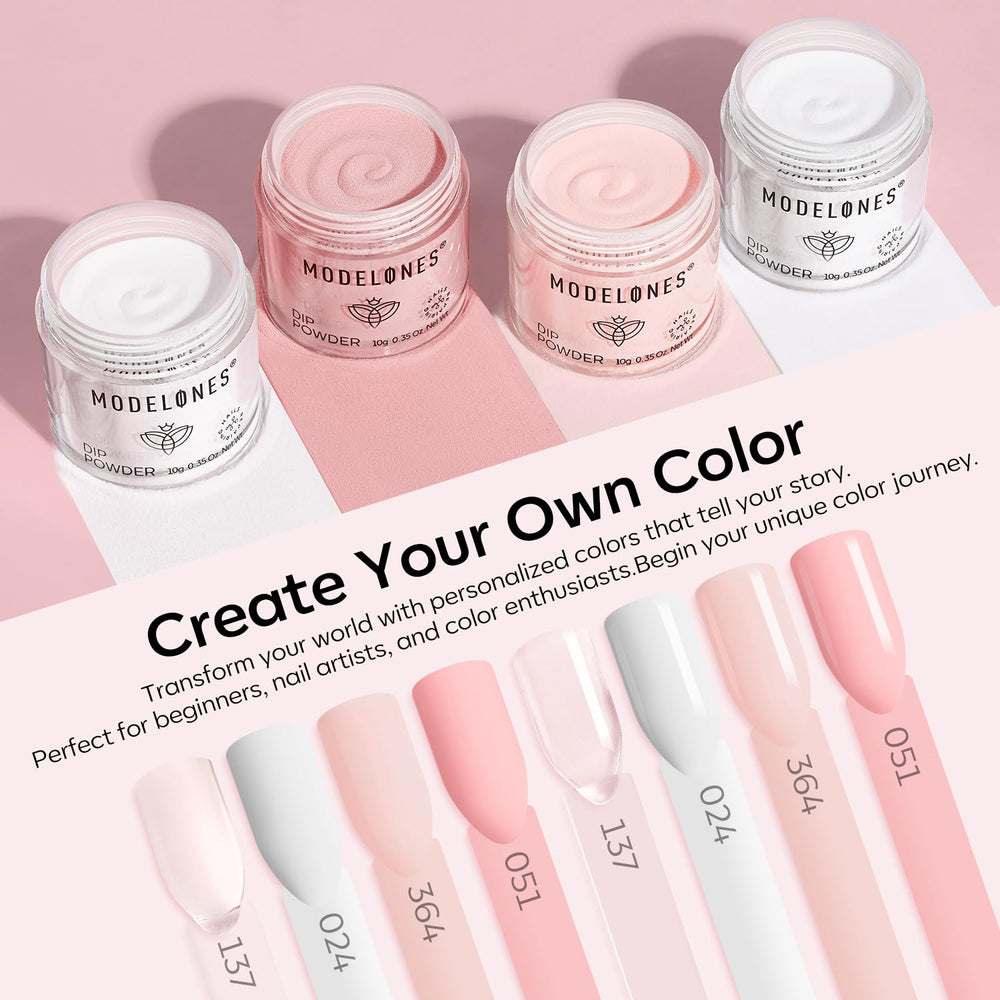 Modelones dip powder kit clear color swatch for French tips