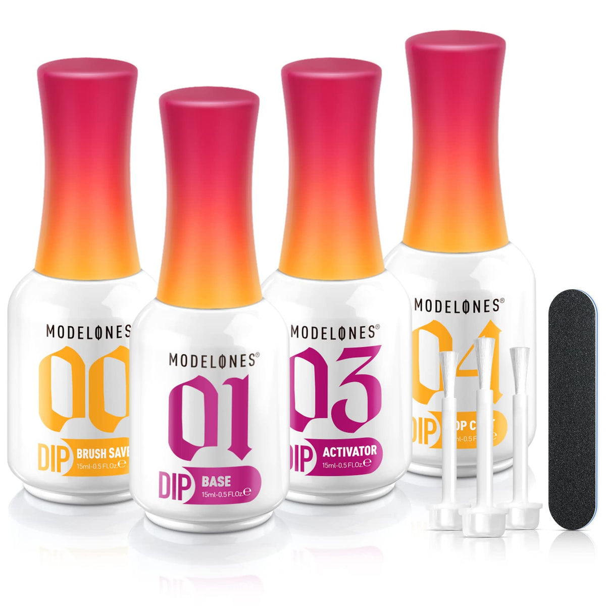 modelones dip powder liquid set base coat bottle provides strong adhesion for a smooth at-home manicure.