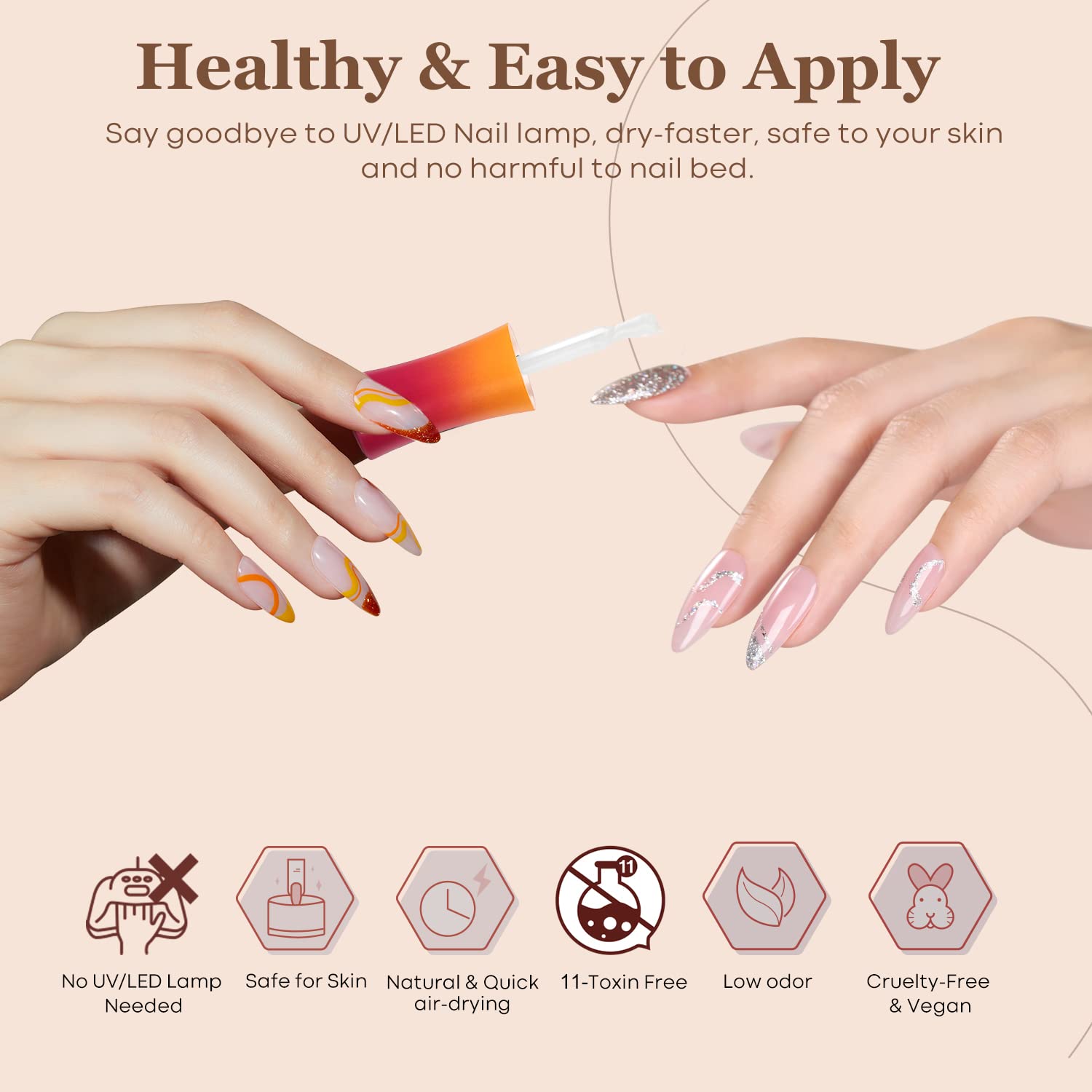 modelones dip powder liquid set finished nails with vibrant color and durable shine.