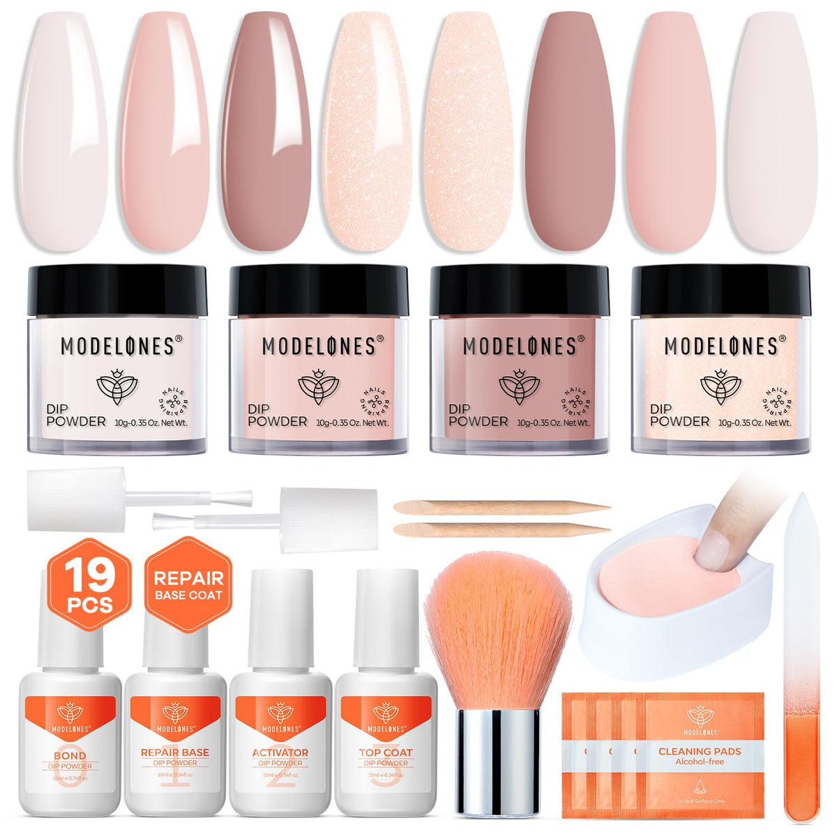 Modelones dip powder nude shade swatch for salon-quality manicure at home.