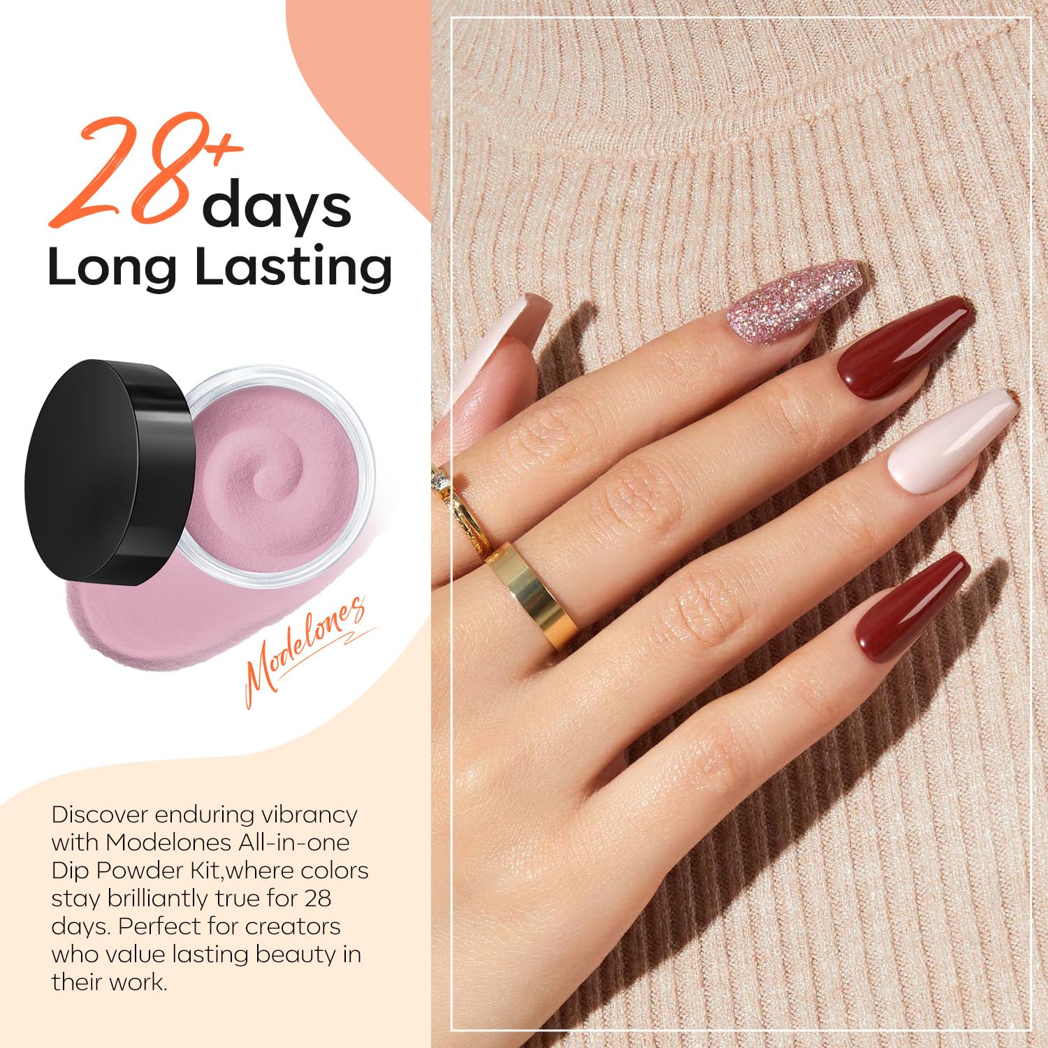 Modelones dip powder tools kit includes brushes and file for professional at-home manicure.