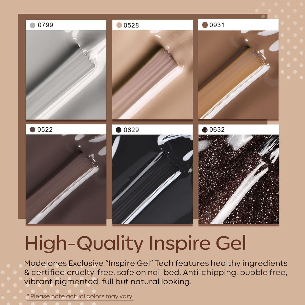 Modelones fall-winter color swatches on nails for DIY chic mani.