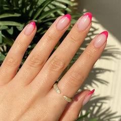 Modelones French tip short oval nails pack ready for quick, stylish manicure