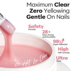 Modelones Gel Builder overlays highlights even application for quick DIY manicures.