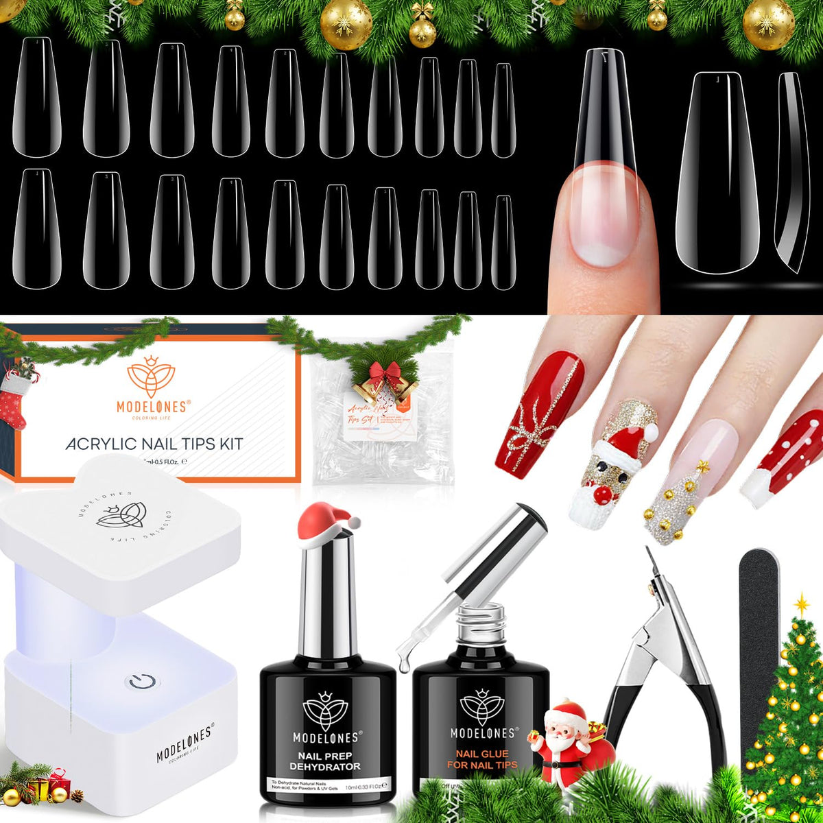 Modelones gel nail kit 9inone-glue-gel in action for at-home salon-quality manicure.