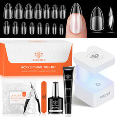 Modelones Gel Nail Kit Almond packaging showcases an all-in-one at-home manicure solution.