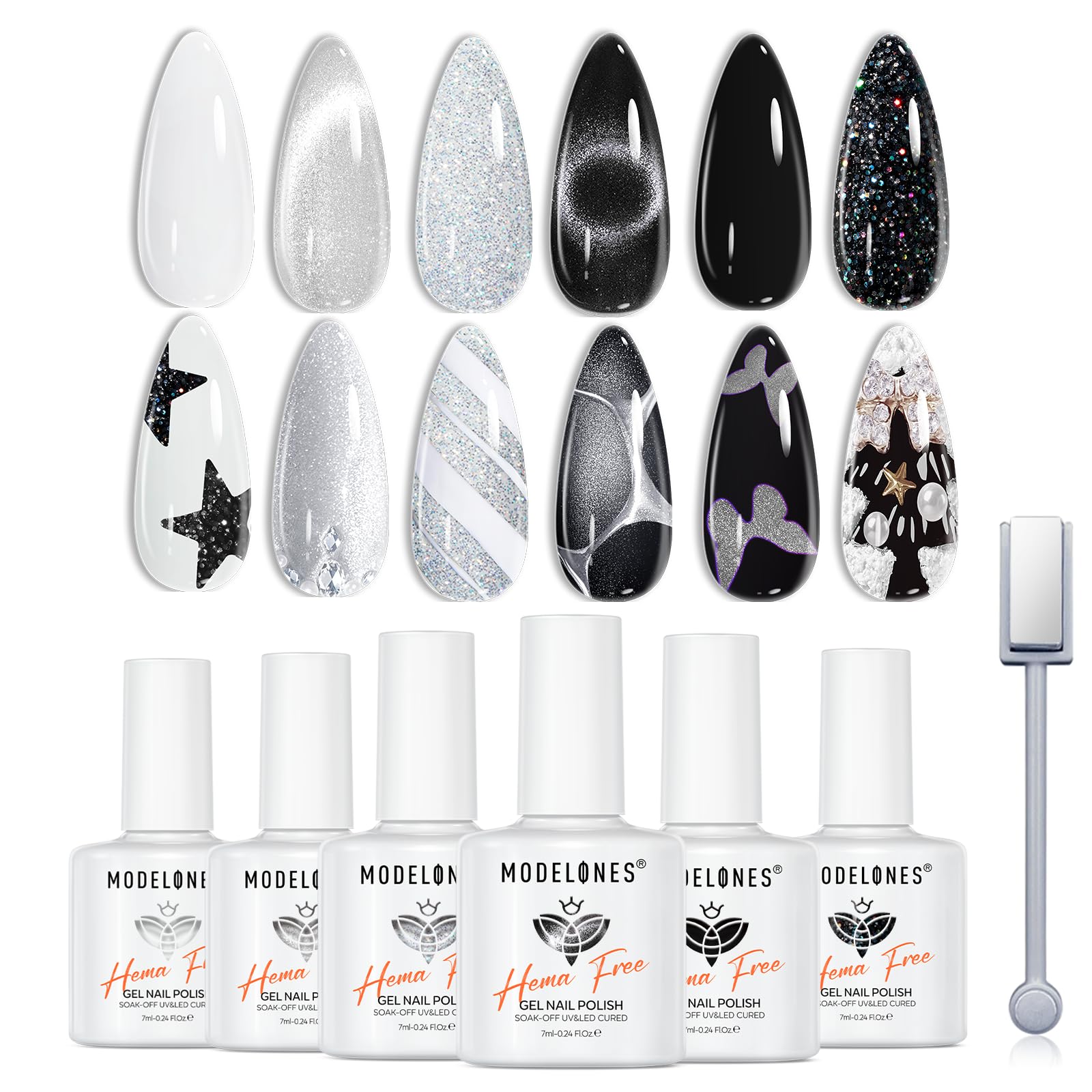 Modelones gel nail polish bottle in black offers bold everyday color for chic nails.