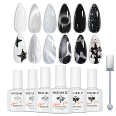 Modelones gel nail polish bottle in black offers bold everyday color for chic nails.