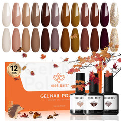 Modelones gel nail polish set displayed bottles for fall manicure inspiration