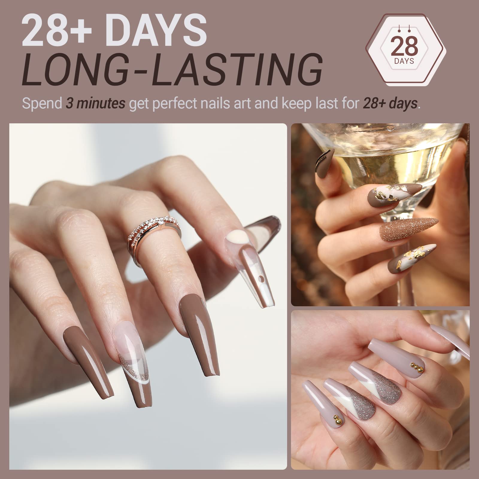 Modelones glitter finish for eye-catching salon-like nails at home.