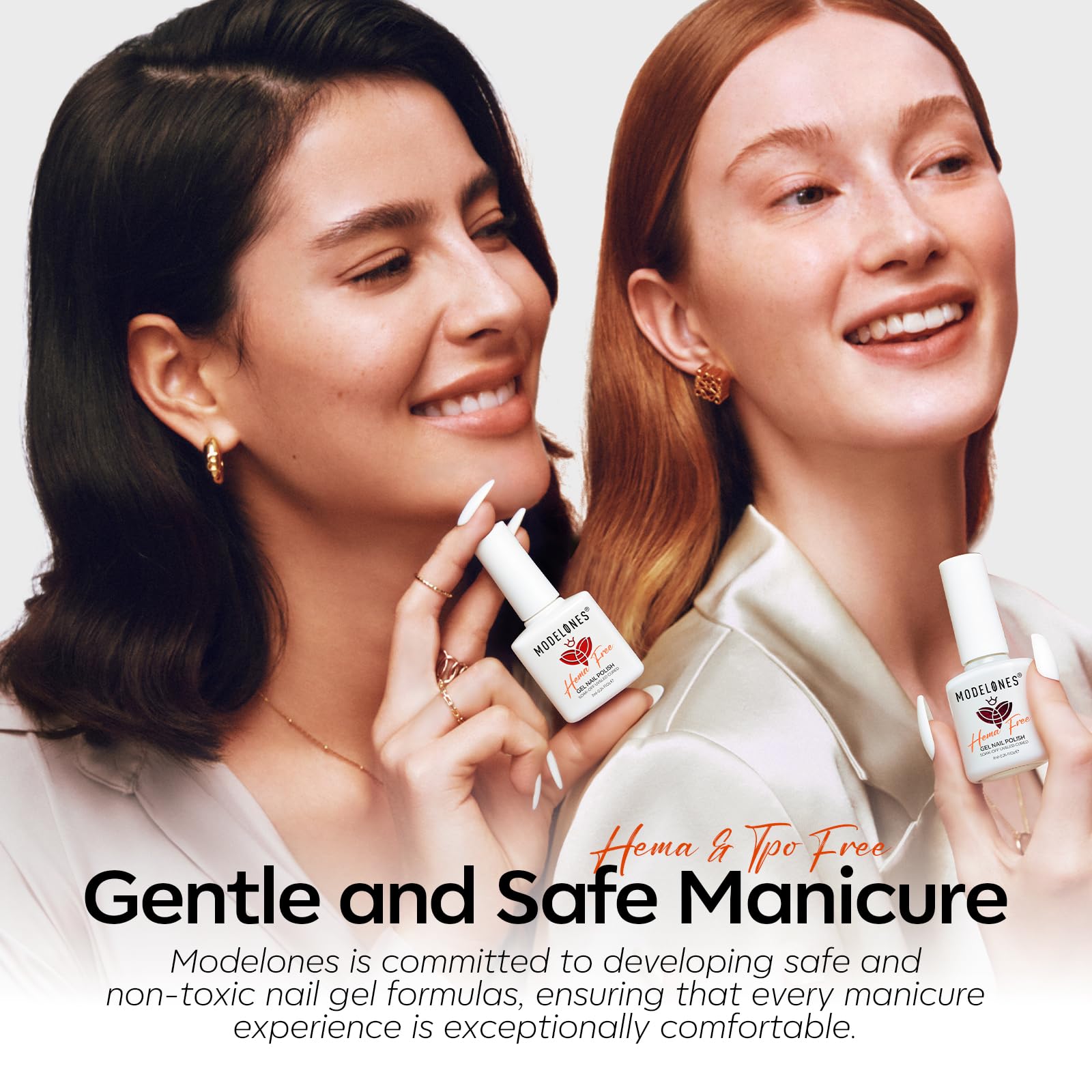 Modelones UV/LED dry kit image shows easy home manicure with soak-off convenience.