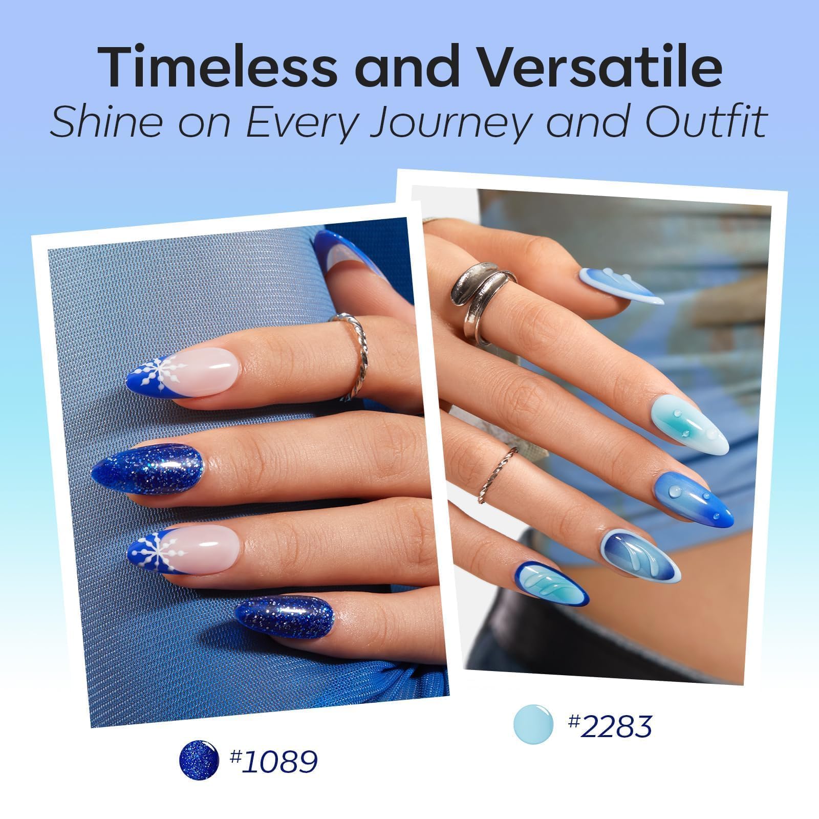 Modelones dark blue gel polish swatch for deep, sophisticated nails.