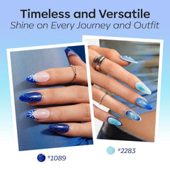 Modelones dark blue gel polish swatch for deep, sophisticated nails.