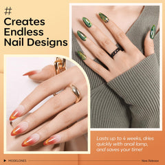 Modelones glitter gel polish swatch displaying festive sparkle for party-ready nails.