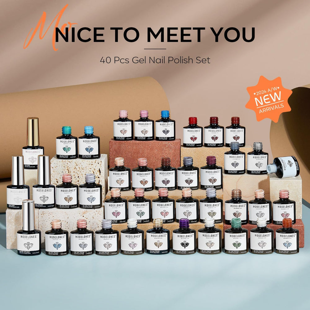 Modelones glitter top coat adds sparkling accent for dramatic nails.