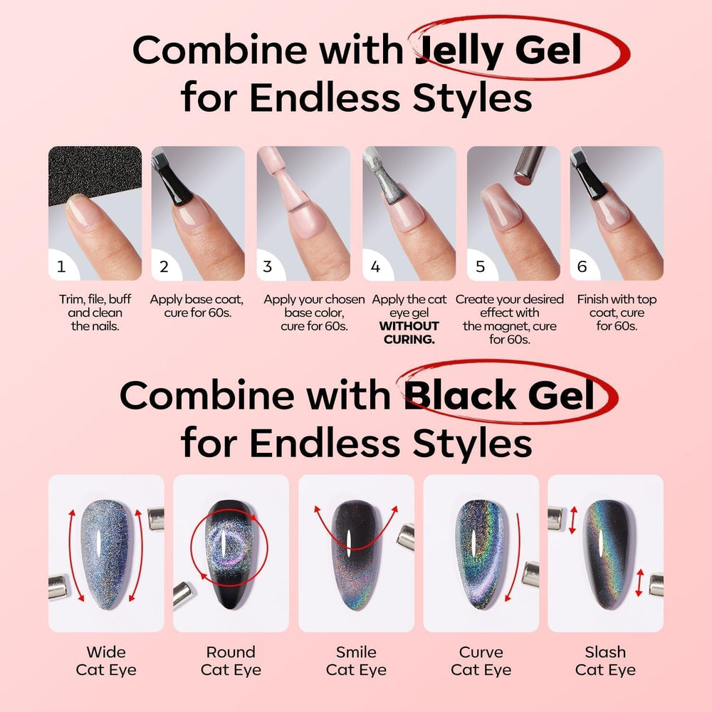Modelones glossy finish on nails showing vibrant red cat-eye shine.