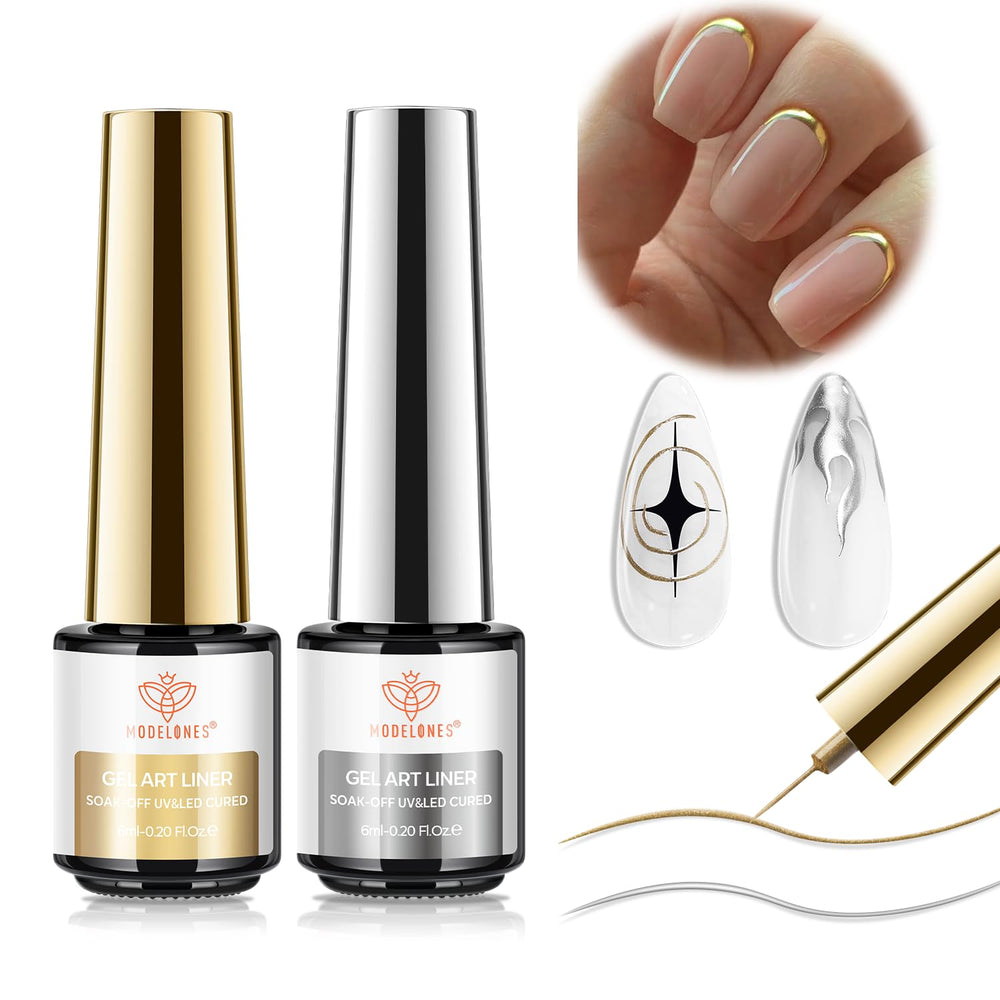 Modelones gold-silver swirl design suitable for elegant French tips.