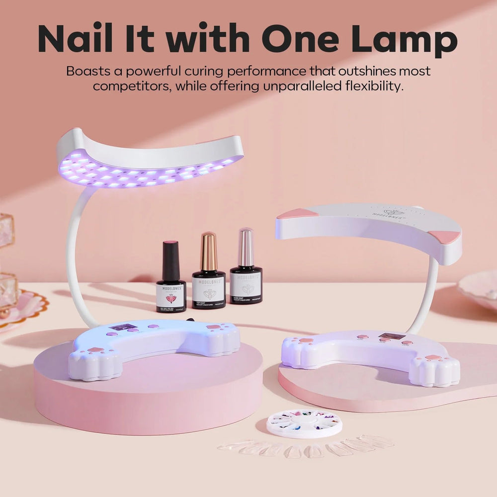 Modelones gooseneck UV light with flexible arm for precise curing from any angle.
