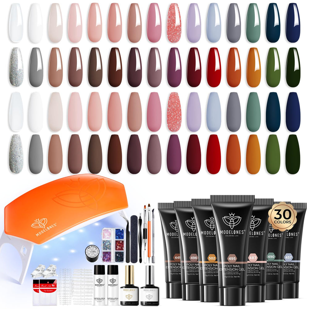 Modelones hand-toe poly nail kit unboxing shows beginner-friendly DIY manicure readiness