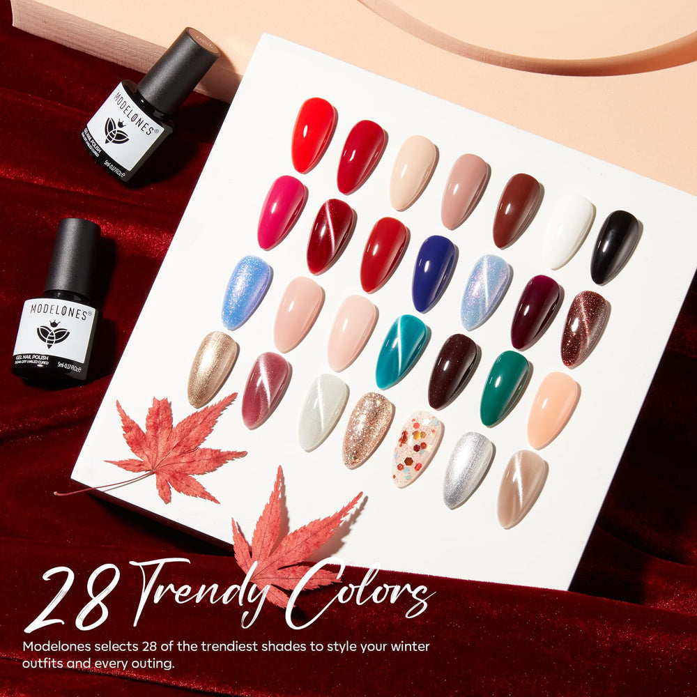 Modelones holiday nail art kit demonstrates festive design options.