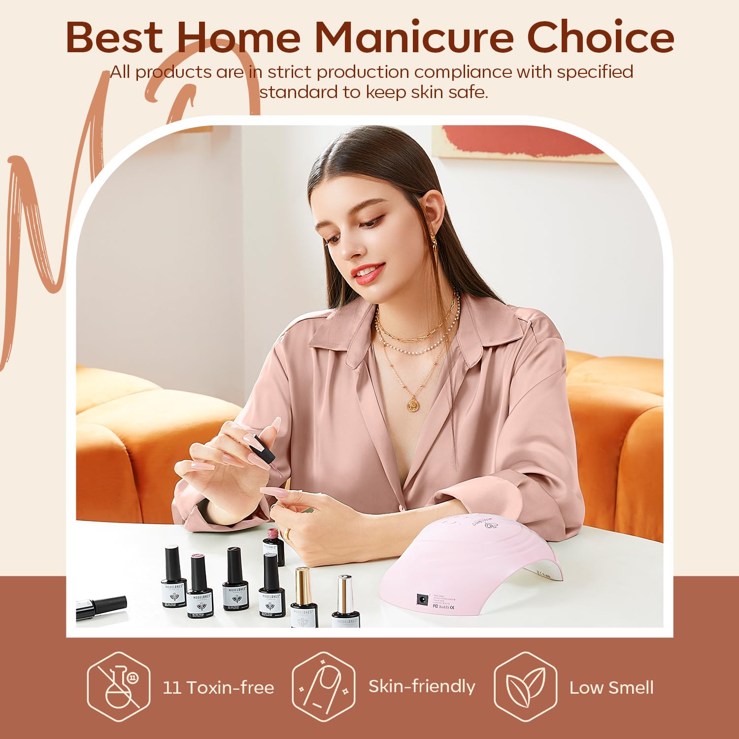 Modelones home salon setup image highlights convenient DIY manicure sessions.