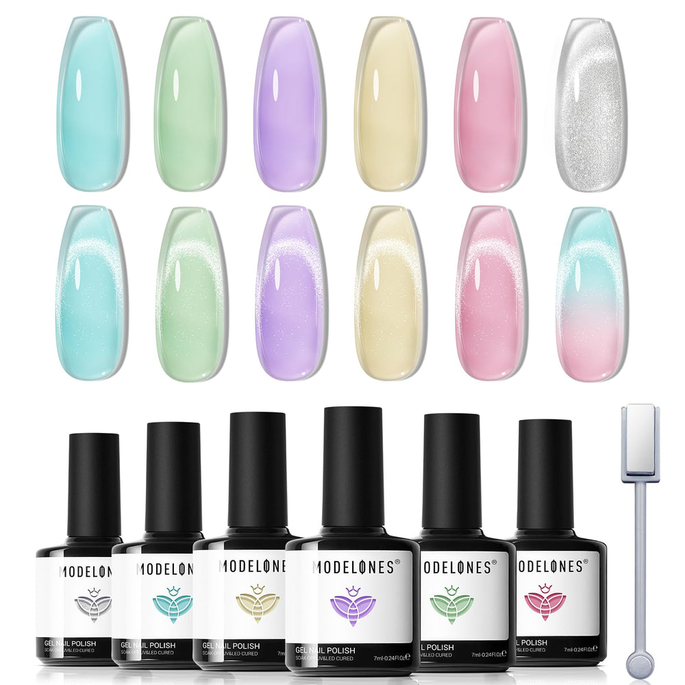 Modelones gel dries under LED lamp in 30 seconds for fast results.