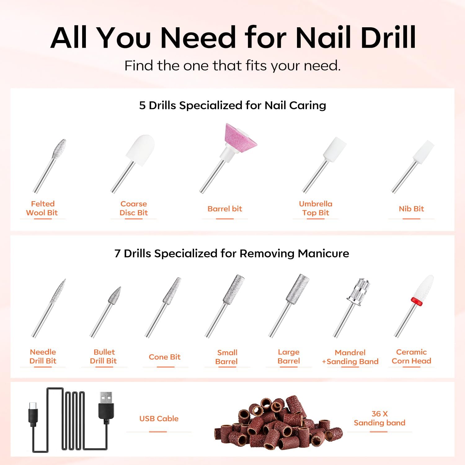 Modelones nail drill with LED light for better visibility during manicure
