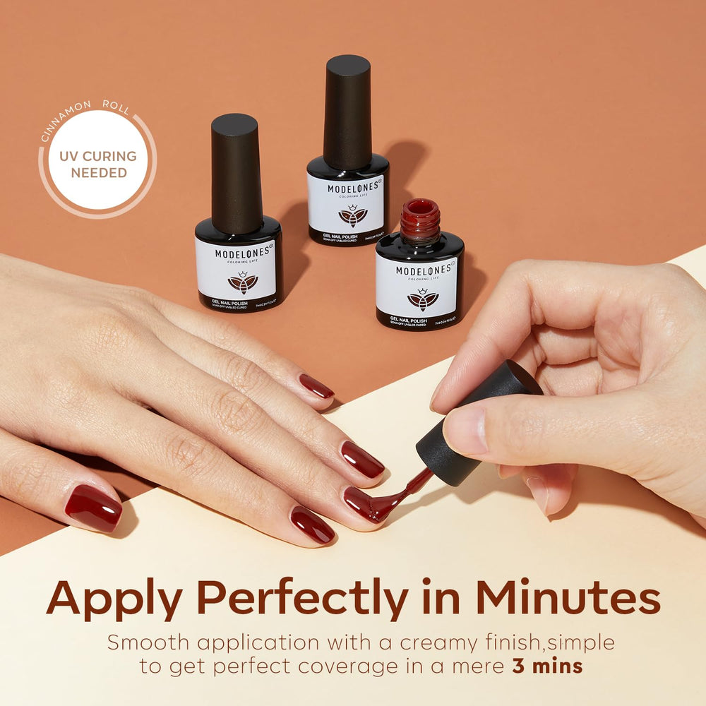 Modelones LED soak-off kit showcases easy removal and at-home nail art.