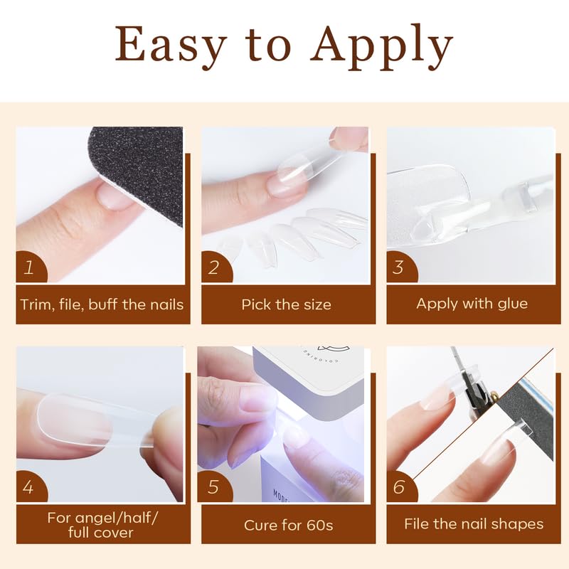 Modelones long coffin nail tips come in a compact case for easy storage