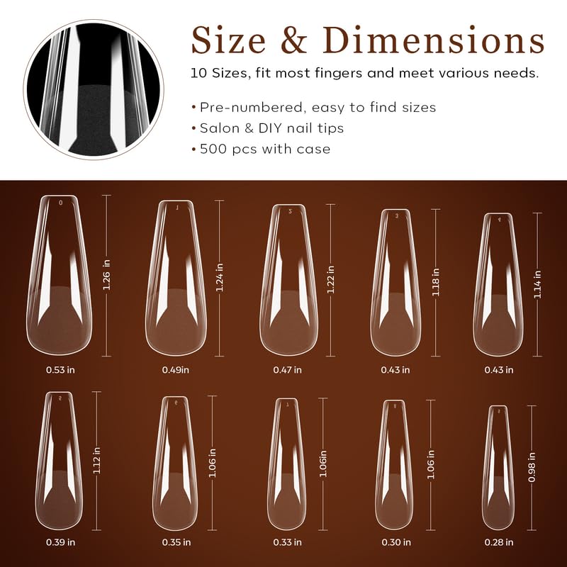 Modelones long coffin nail tips designed for durable wear up to 28 days