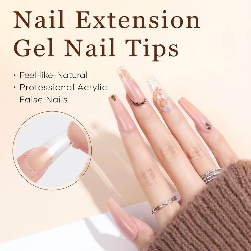 Modelones long coffin nail tips half-matte texture for better friction and adhesion