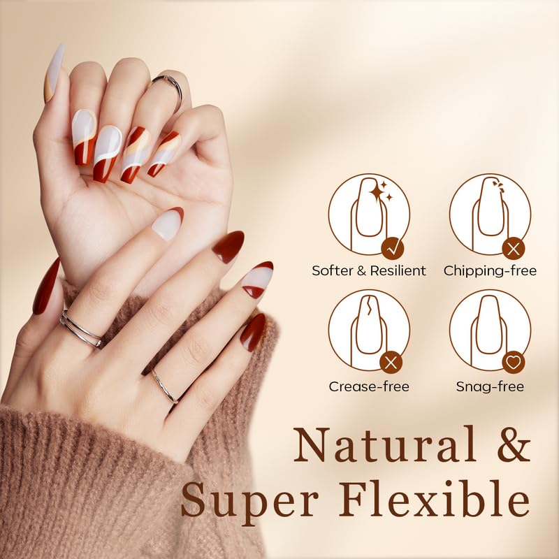 Modelones long coffin nail tips numbered 0-9 for precise at-home extensions