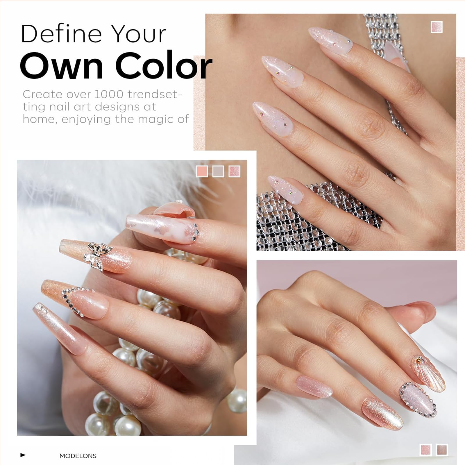 Modelones long wear nude gel polish preview indicating up to 28 days of color