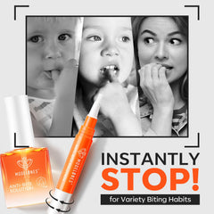 Modelones nail biting polish for kids shows a kid friendly bottle and long lasting deterrent