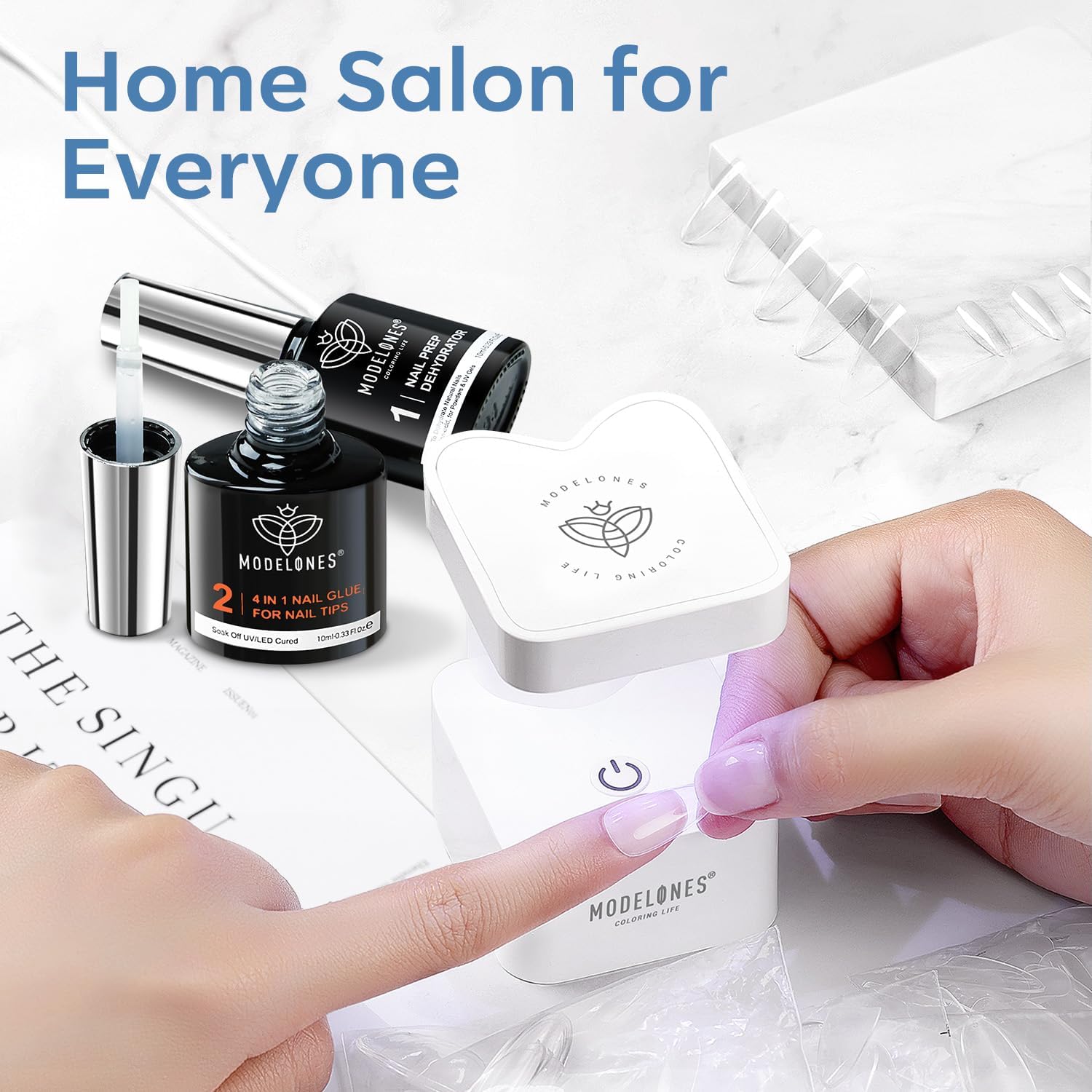 Modelones nail dehydrator 10ml bottle displayed for prep and adhesion