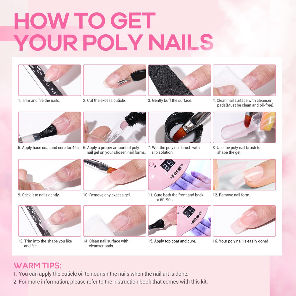 Modelones nail dust brush and gems simplify cleanup and embellishment.