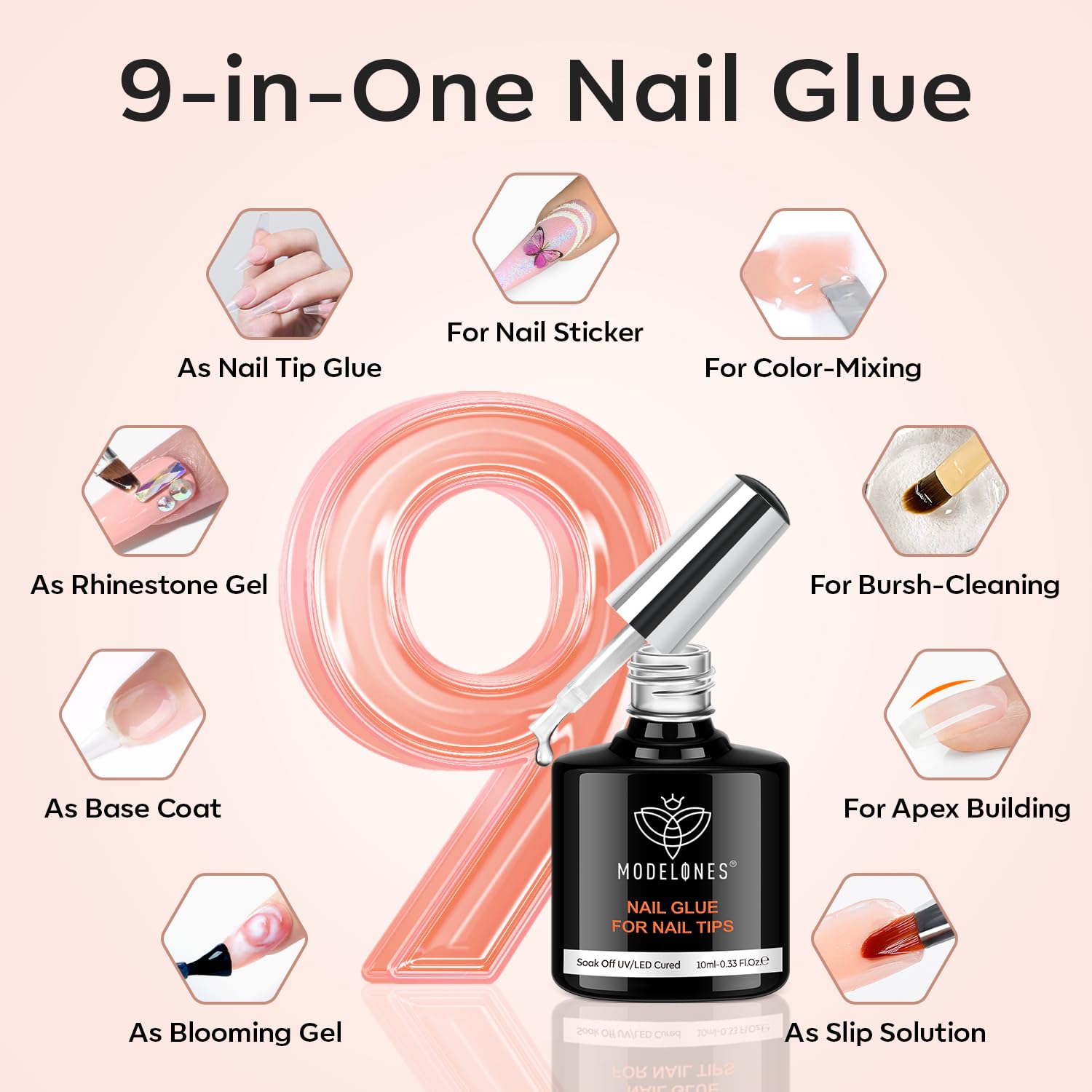 Modelones nail file and buffer for smooth edges and salon-ready finish.