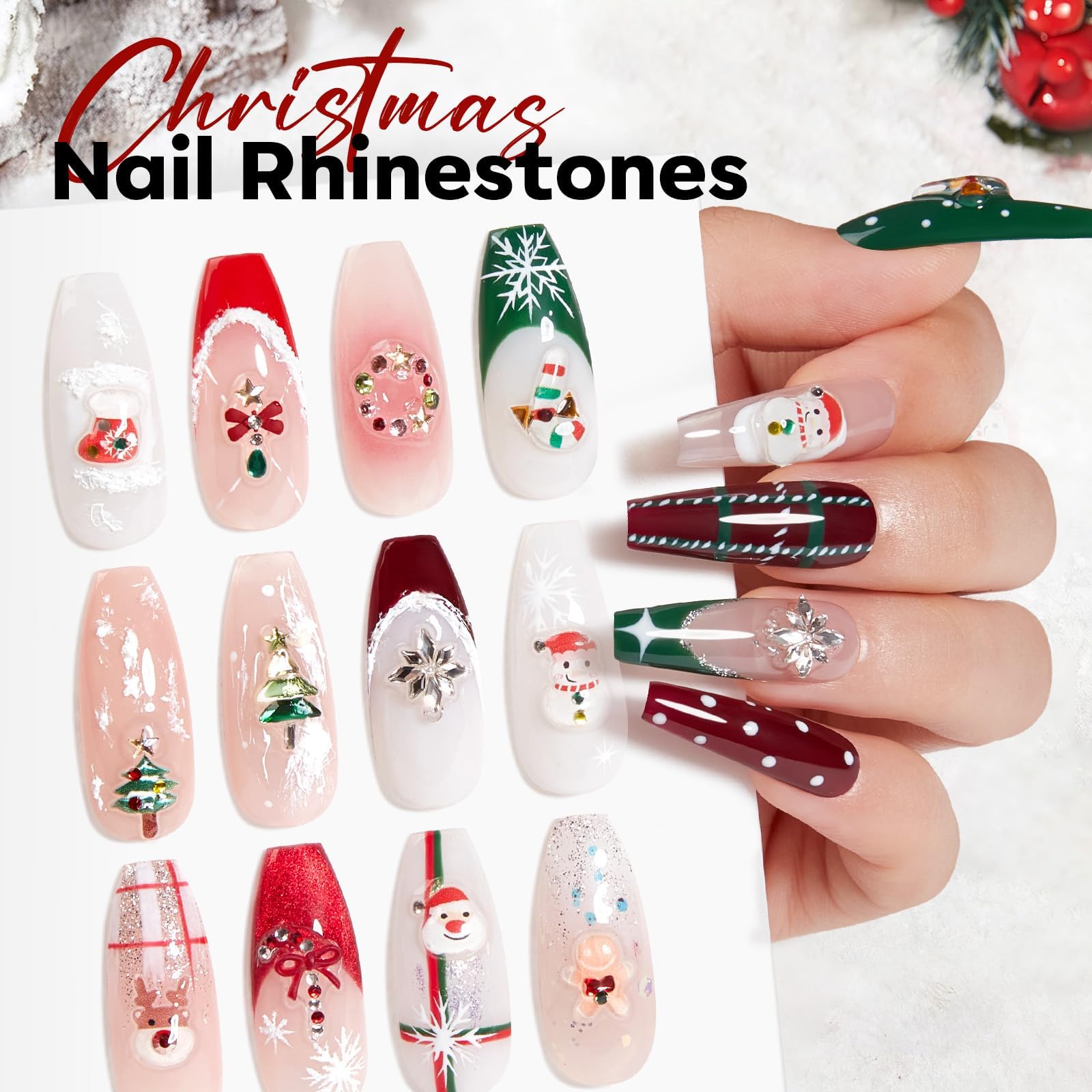 Modelones flat-back 3D nail gems for quick holiday sparkle.